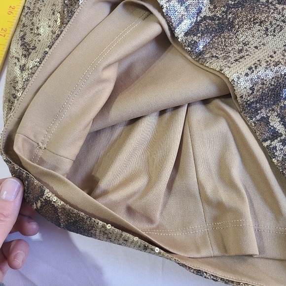 Cache Sequin Python Snake Print Halter Lined Knee Length Party Cocktail Dress - Picture 6 of 11